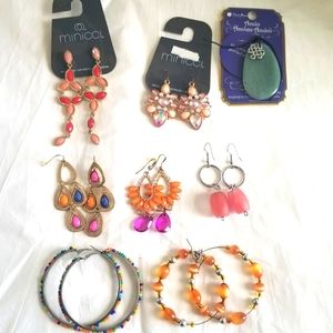 Women's Jewelry Bundle Earrings and Stone Necklace Charm